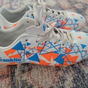 Franklin Kids Soccer Cleats - White, Blue, and Orange